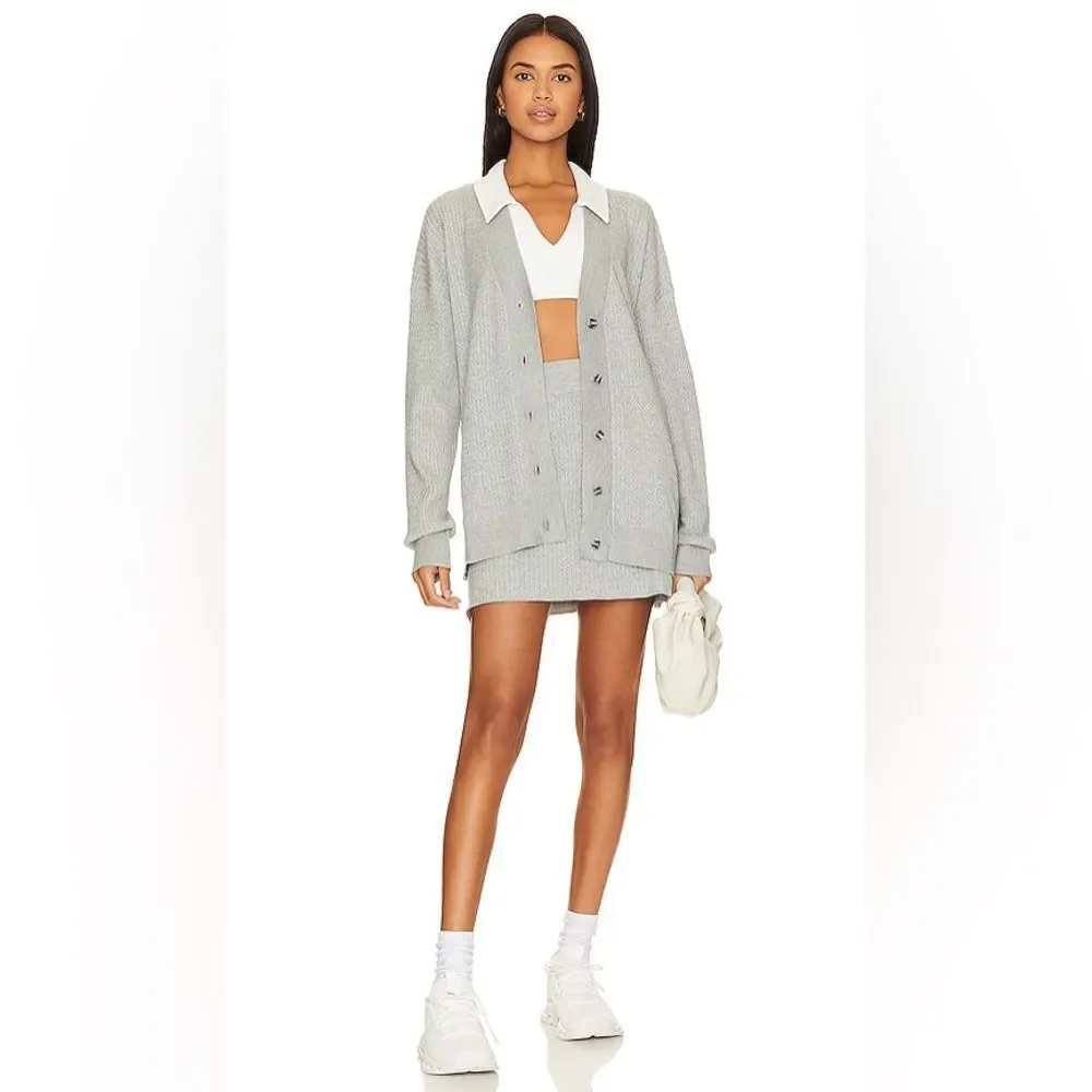 WeWoreWhat Cable Knit Mini Skirt in Light Heather Grey Size Small NWT